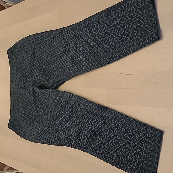 NWOT KENAR Stretch Blue and Green Patterned Trousers with Pockets - Picture 8 of 13